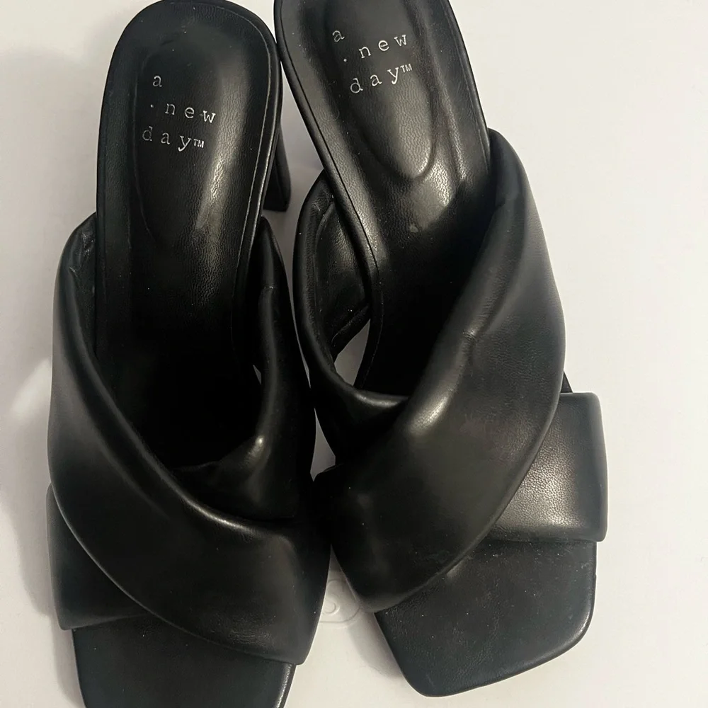 A New Day Black Crisscross Mules - Picture 2 of 5